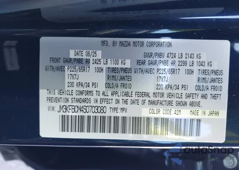 2025 Mazda Cx-5 2.5 S Preferred from USA, damaged, VIN JM3KFBCM4S0703080